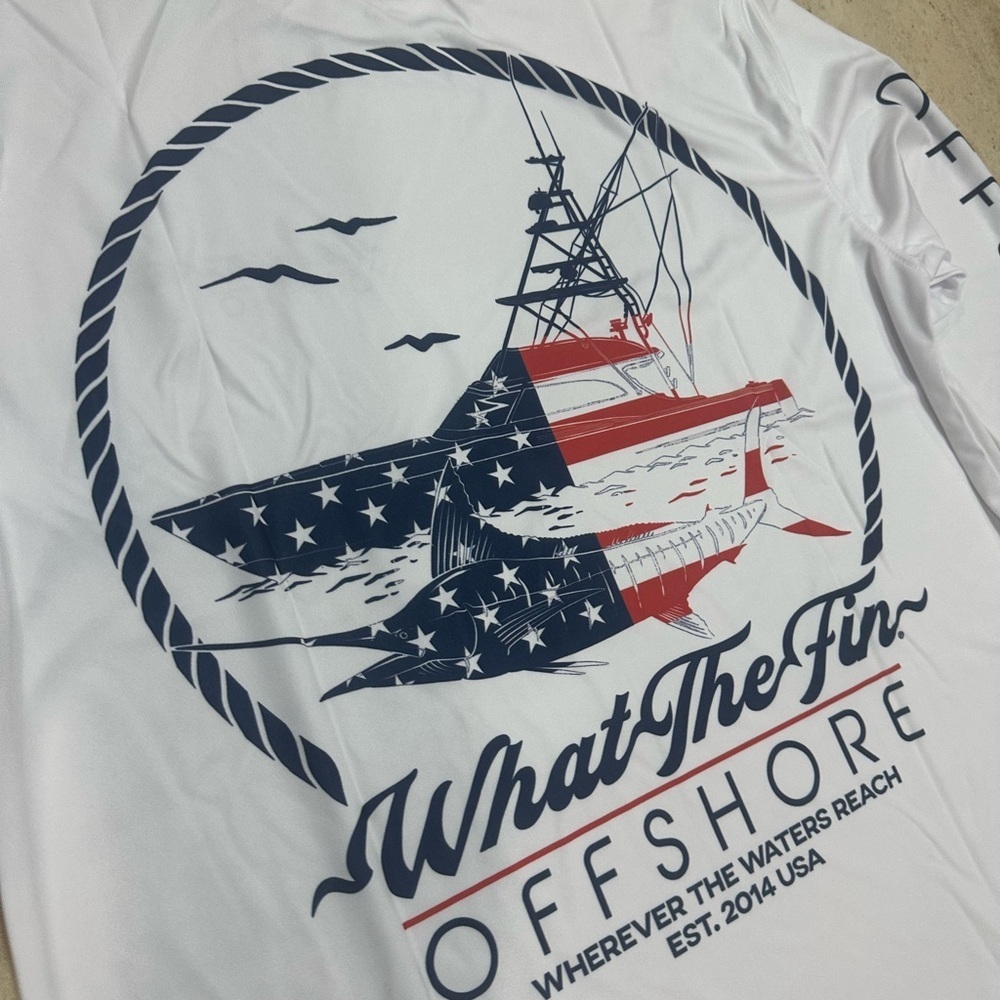 WTF - What The Fin? Long-Sleeve Performance Wicking Shirt - USA Jolly Fin NWT S - Picture 2 of 4